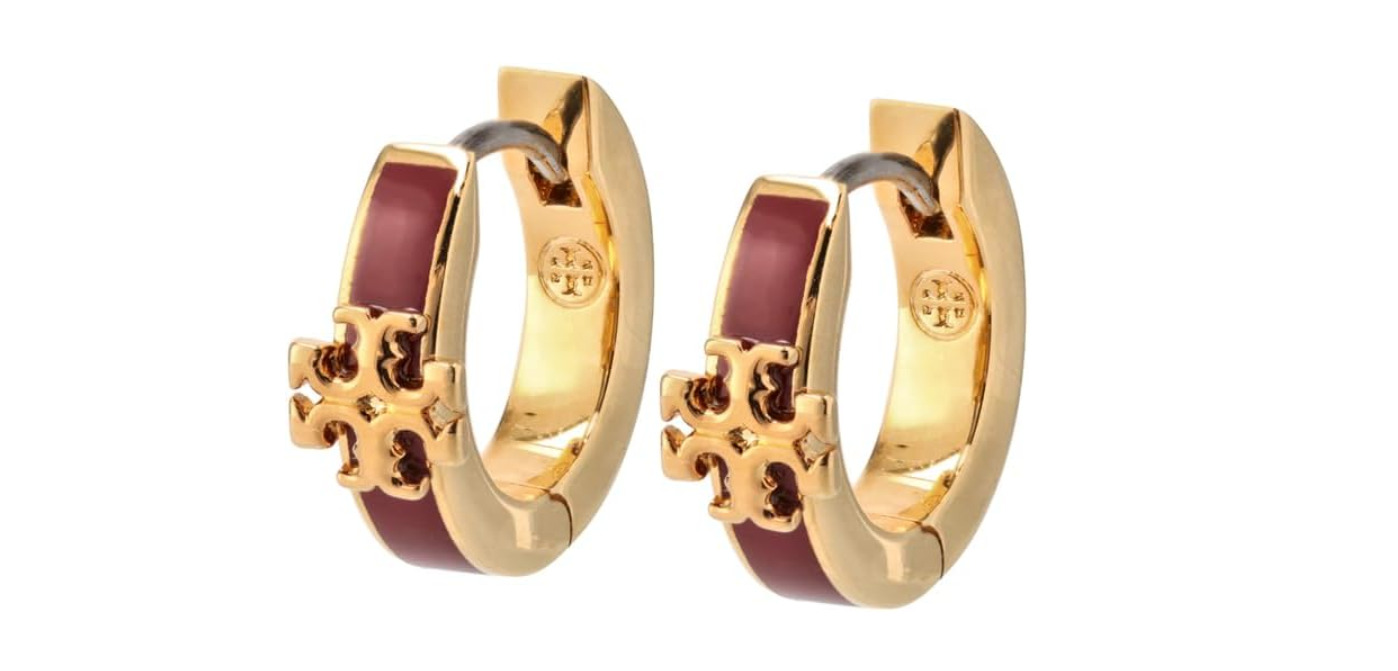 TORY BURCH(トリーバーチ) ピアス KIRA キラ フープピアス エナメル ロゴ ダブルTロゴ ハギーピアス 155515 0098 [並行輸入品]